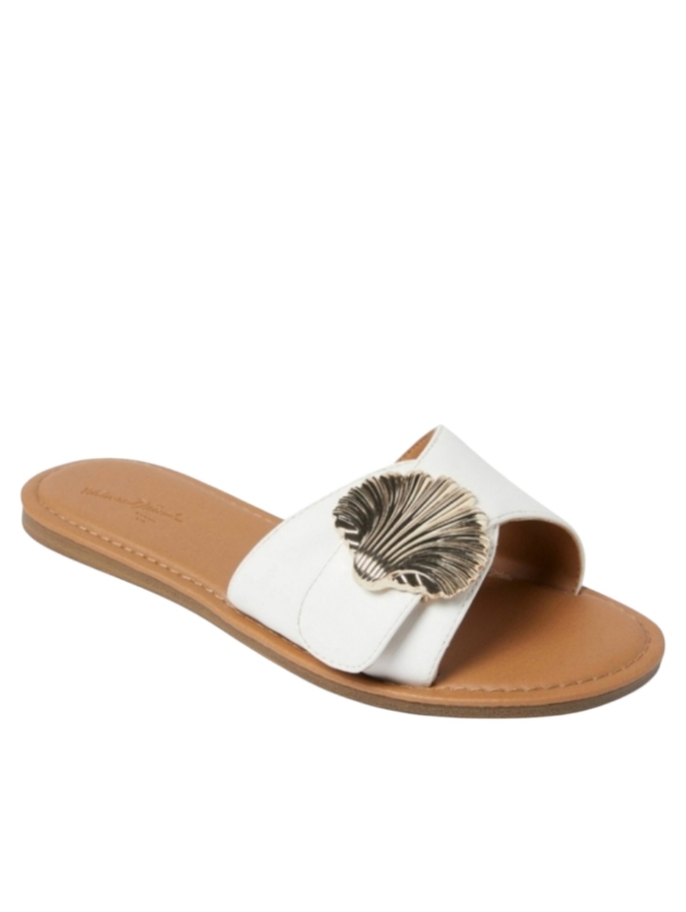 New Universal Thread Nesryn Gold Seashell Accent Sandals In White Size Women's 9